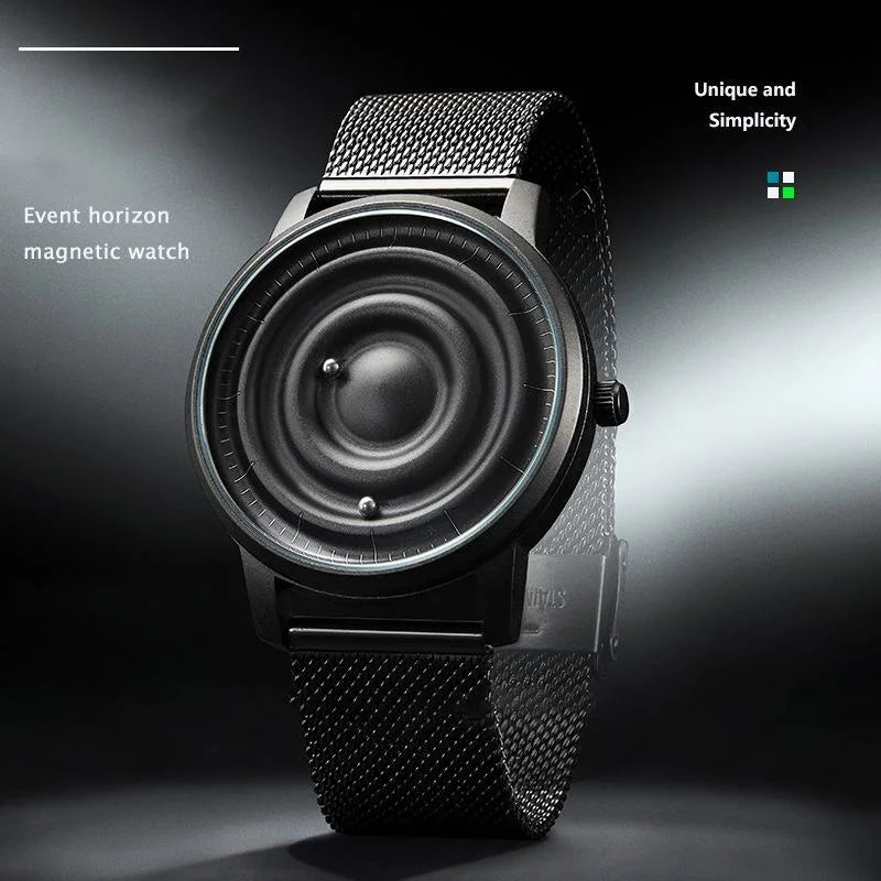 Stainless Steel Men Quartz Watch with Magnetic Strap - 40mm