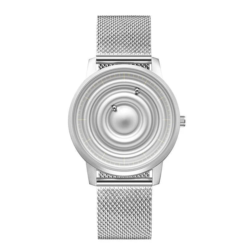 Stainless Steel Men Quartz Watch with Magnetic Strap - 40mm