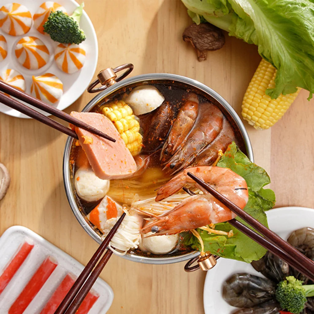 Stainless Steel Mini Asian Buffet Hot Pot 4X Single Person Shabu Alcohol Stove Burner with Lid