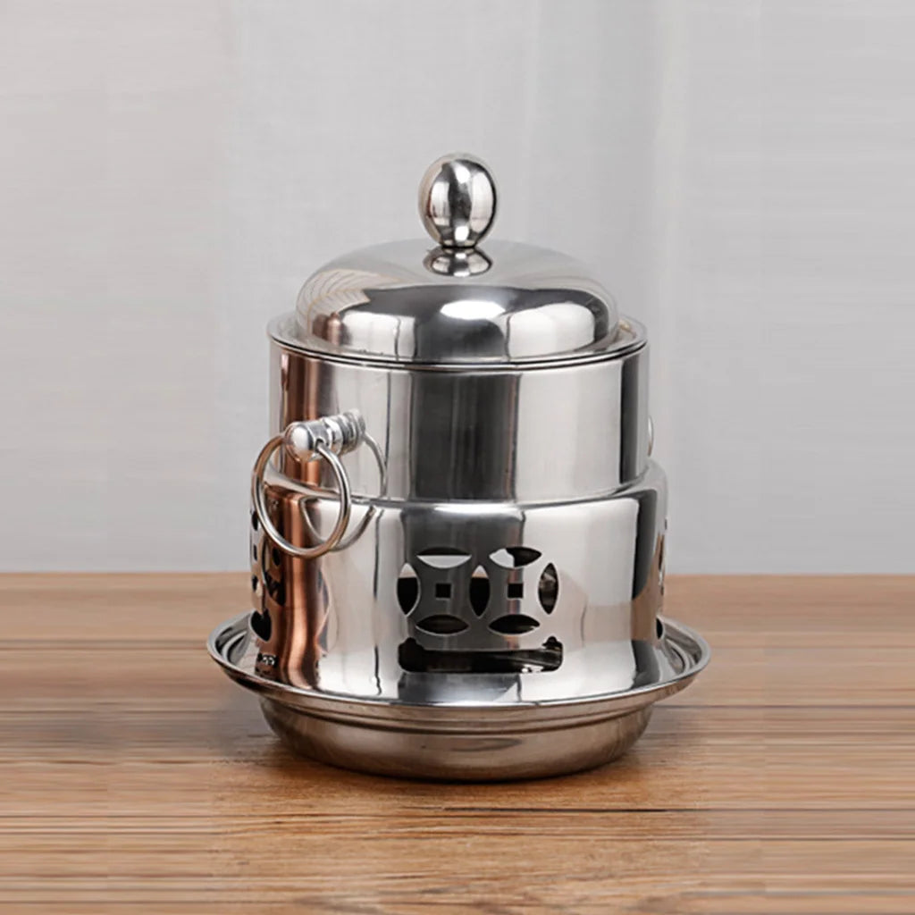 Stainless Steel Mini Asian Buffet Hot Pot 4X Single Person Shabu Alcohol Stove Burner with Lid