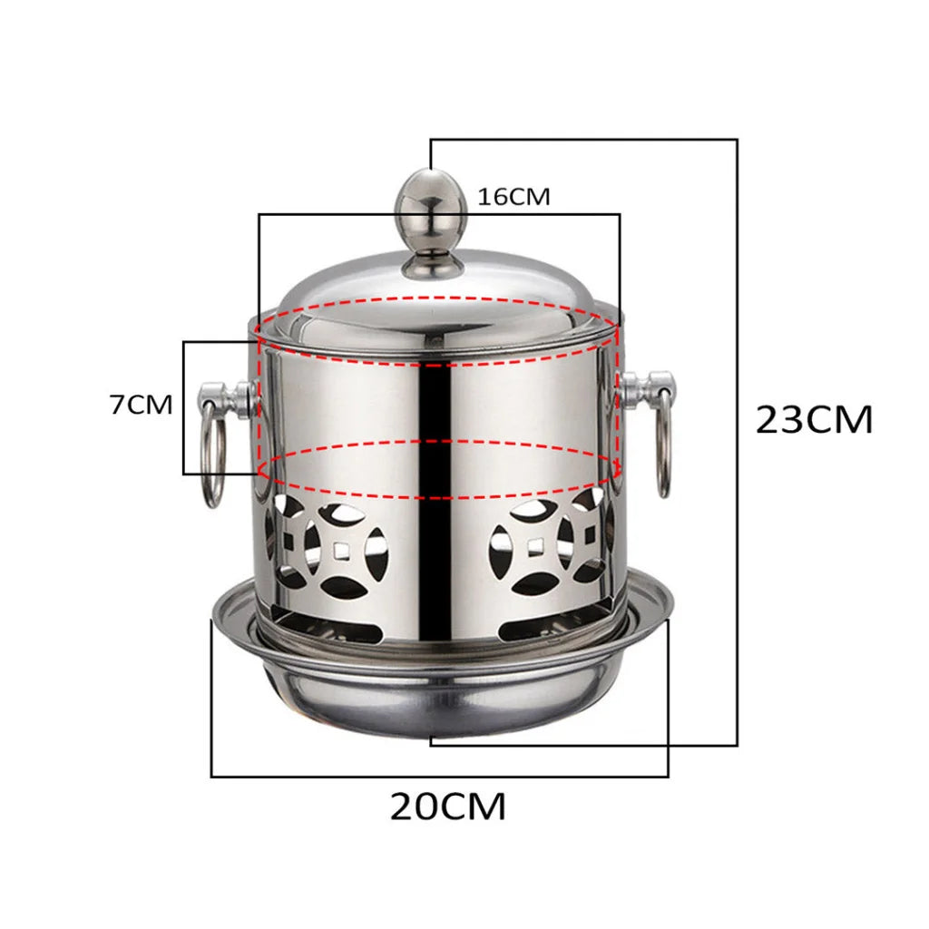 Stainless Steel Mini Asian Buffet Hot Pot 4X Single Person Shabu Alcohol Stove Burner with Lid