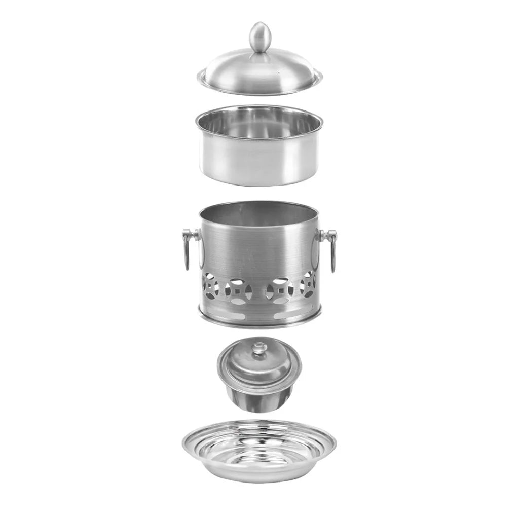 Stainless Steel Mini Asian Buffet Hot Pot 4X Single Person Shabu Alcohol Stove Burner with Lid