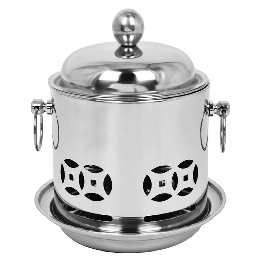 Stainless Steel Mini Asian Buffet Hot Pot Premium Single Person Shabu Alcohol Stove Burner with Lid