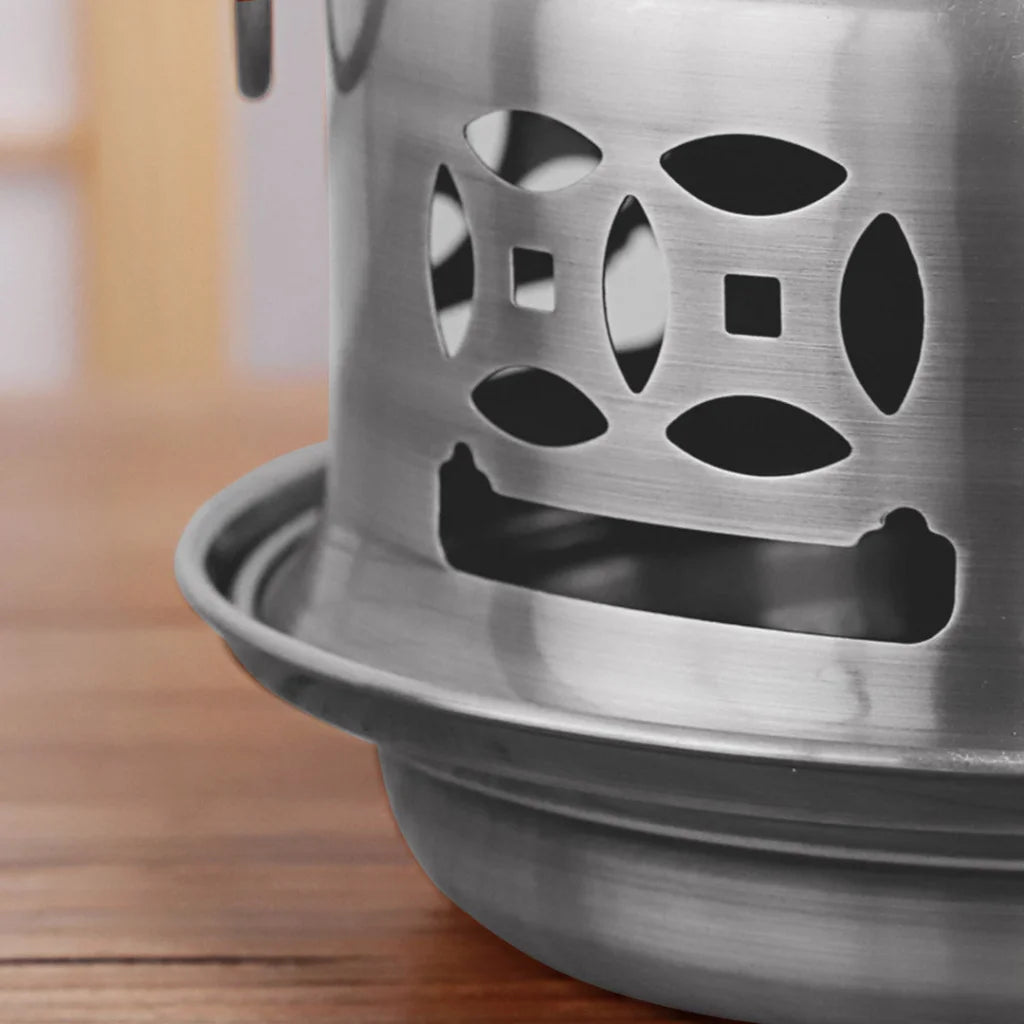 Stainless Steel Mini Asian Buffet Hot Pot Premium Single Person Shabu Alcohol Stove Burner with Lid