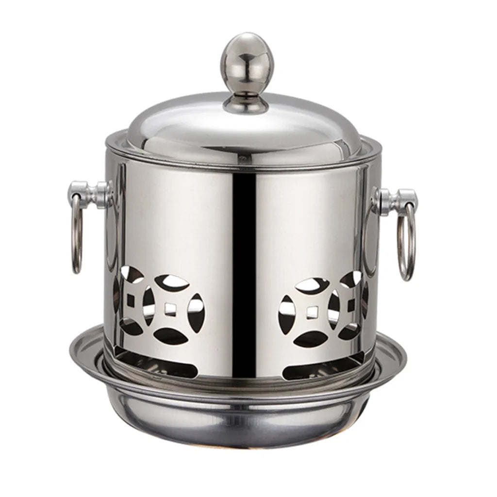 Stainless Steel Mini Asian Buffet Hot Pot Premium Single Person Shabu Alcohol Stove Burner with Lid