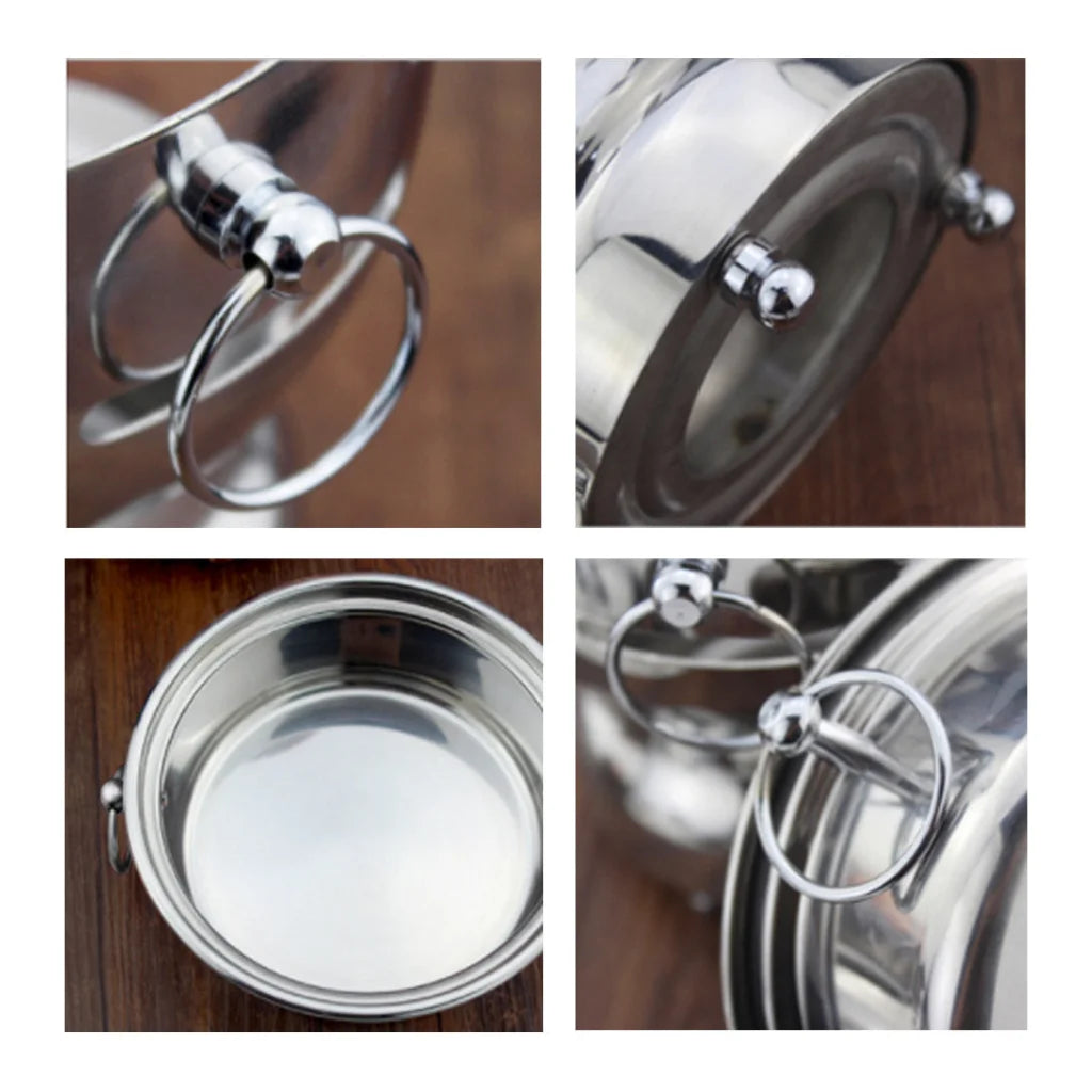 Stainless Steel Mini Asian Buffet Hot Pot Set of 2 for Single Person with Glass Lid