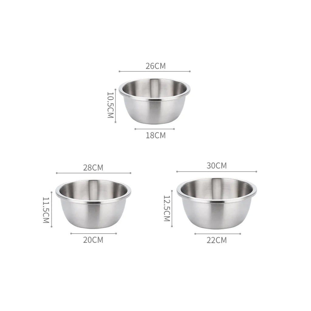 Stainless Steel Mixing Bowls Set 3Pcs Deepen Matte Stackable Baking Washing Food Storage Basin