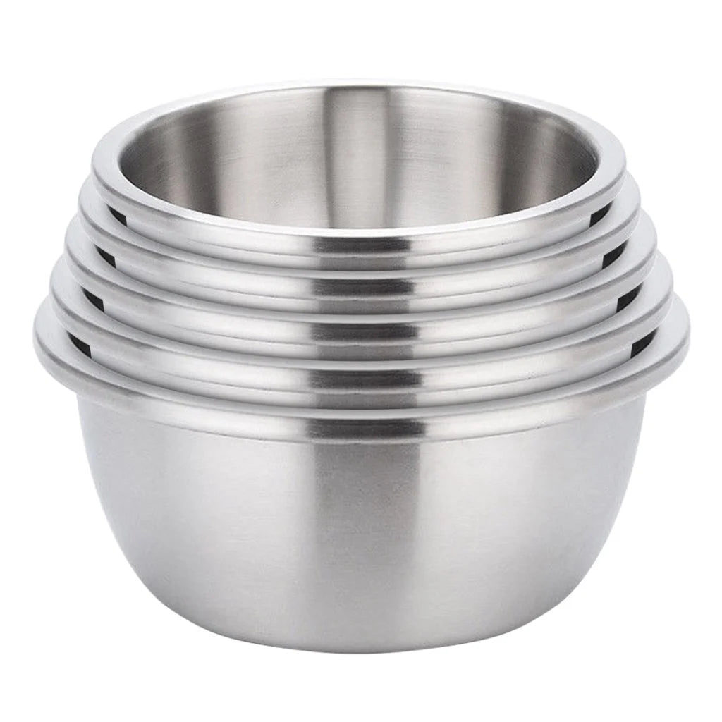 Stainless Steel Mixing Bowls Set 5Pcs Deepen Matte Stackable Baking Washing Food Storage Basin