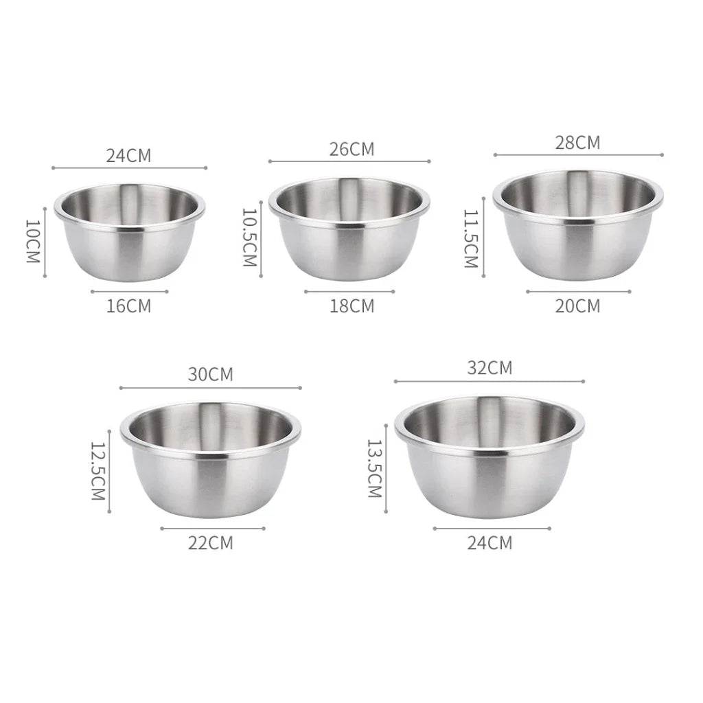 Stainless Steel Mixing Bowls Set 5Pcs Deepen Matte Stackable Baking Washing Food Storage Basin