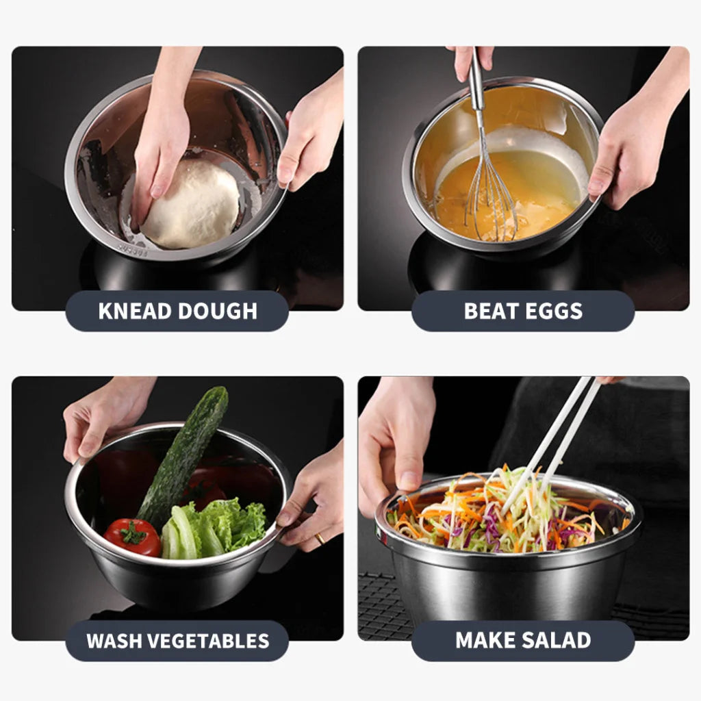 Stainless Steel Mixing Bowls Set 5Pcs Deepen Polished Stackable Baking Washing Food Storage Basin