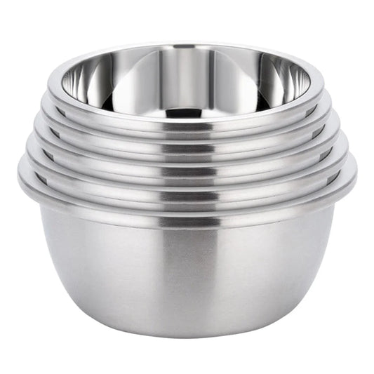 Stainless Steel Mixing Bowls Set 5Pcs Deepen Polished Stackable Baking Washing Food Storage Basin
