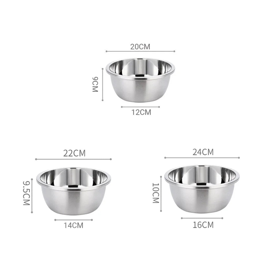 Stainless Steel Nesting Basin Colander Set of 3 Perforated Kitchen Sink Washing Bowl Metal Basket Strainer