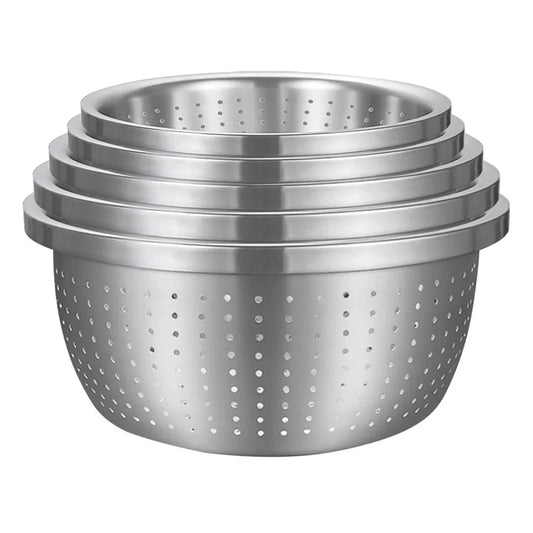 Stainless Steel Nesting Basin Colander Set of 5 Perforated Kitchen Sink Washing Bowl Metal Basket Strainer