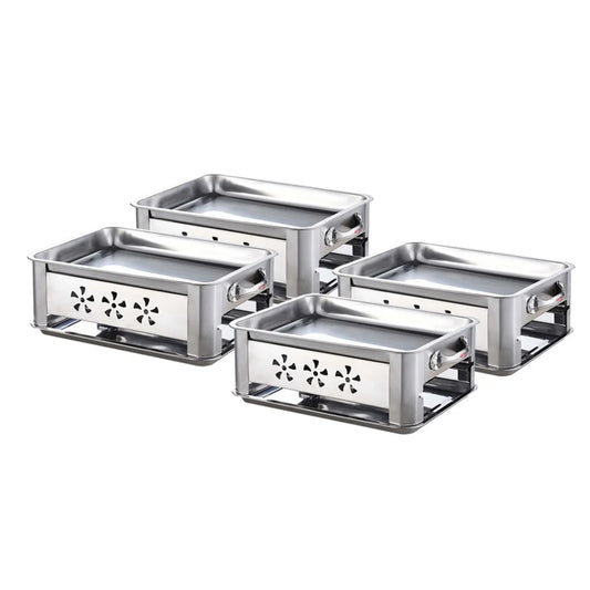 Stainless Steel Outdoor Chafing Dish BBQ Fish Stove Grill Plate Set of 4 - 45CM