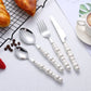 Stainless Steel Pearl Handle Flatware Cutlery Set 4 Piece