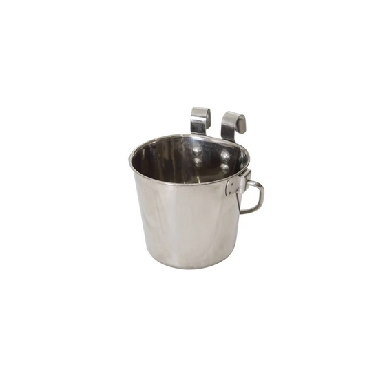 Stainless Steel Pet Parrot Feeder Bowls Set of 2 Flat Sided