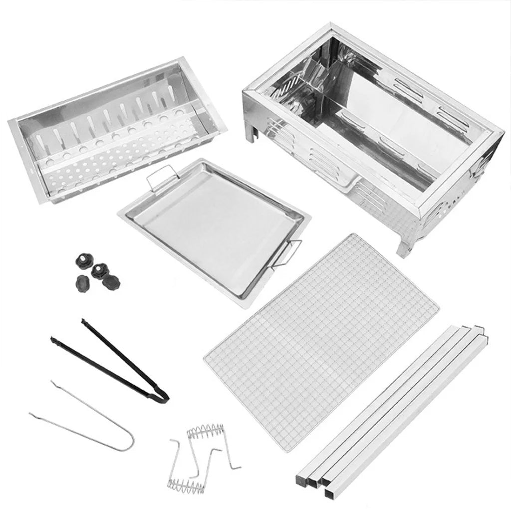Stainless Steel Portable Outdoor BBQ Barbecue Grill Set Charcoal