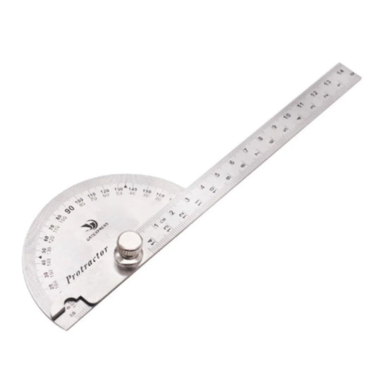 Stainless Steel Protractor with 0-145mm Arm and 0-180