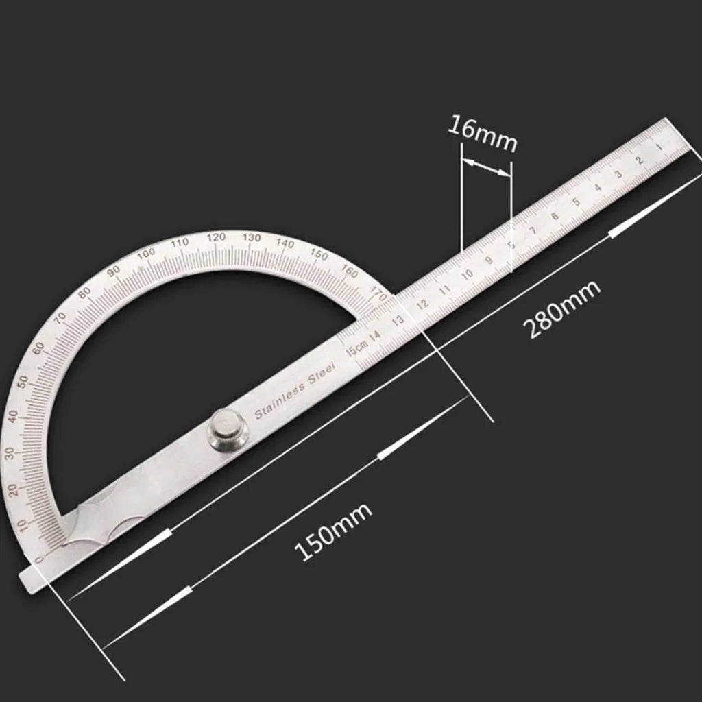 Stainless Steel Protractor with 0-150mm Arm for 0-180