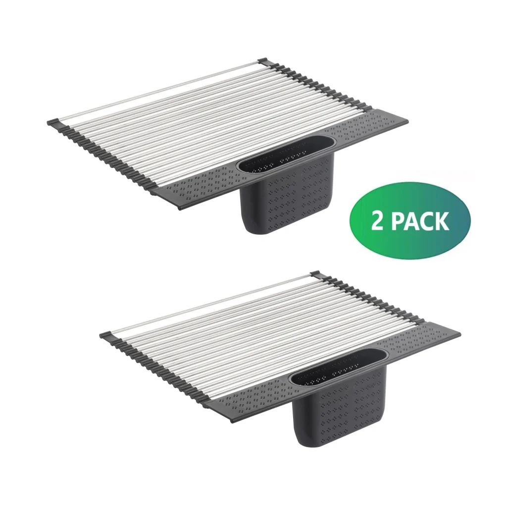 Stainless Steel Roll Up Dish Drying Rack with Utensil