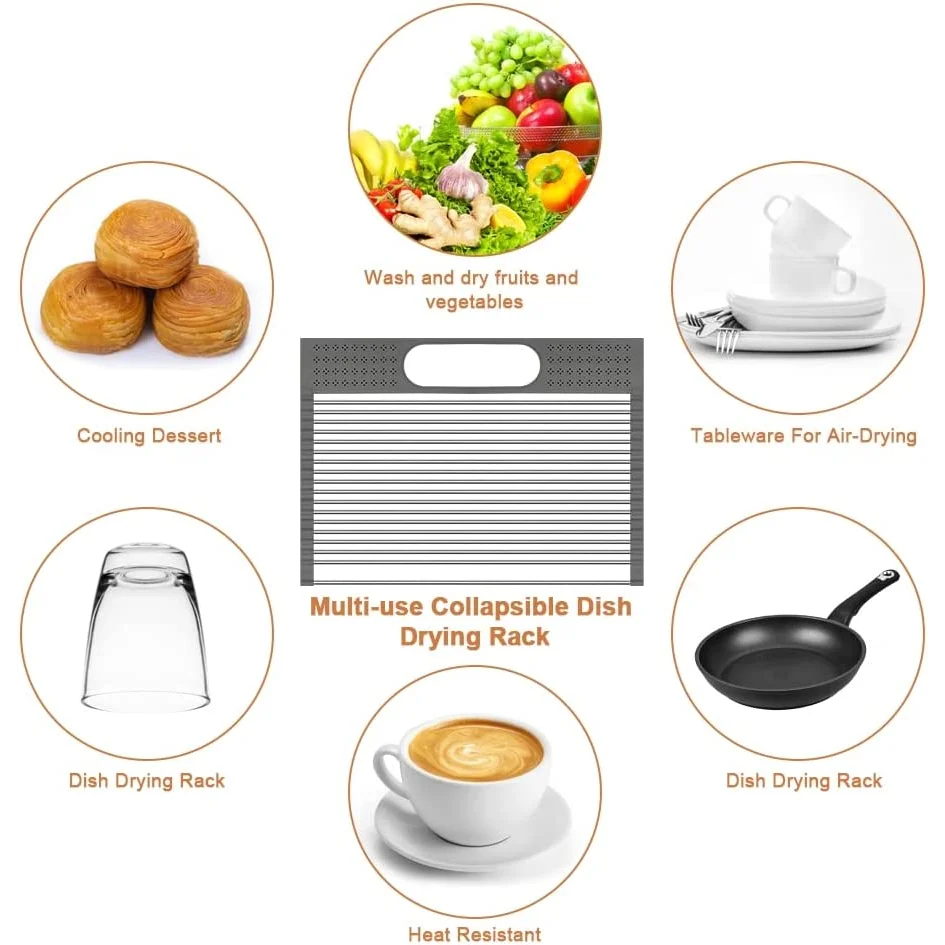 Stainless Steel Roll Up Dish Drying Rack with Utensil