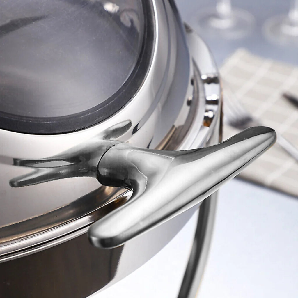 Stainless Steel Round Soup Tureen Bowl 2X 6.5L Roll Top Buffet Chafing Dish Catering Chafer Food Warmer Server