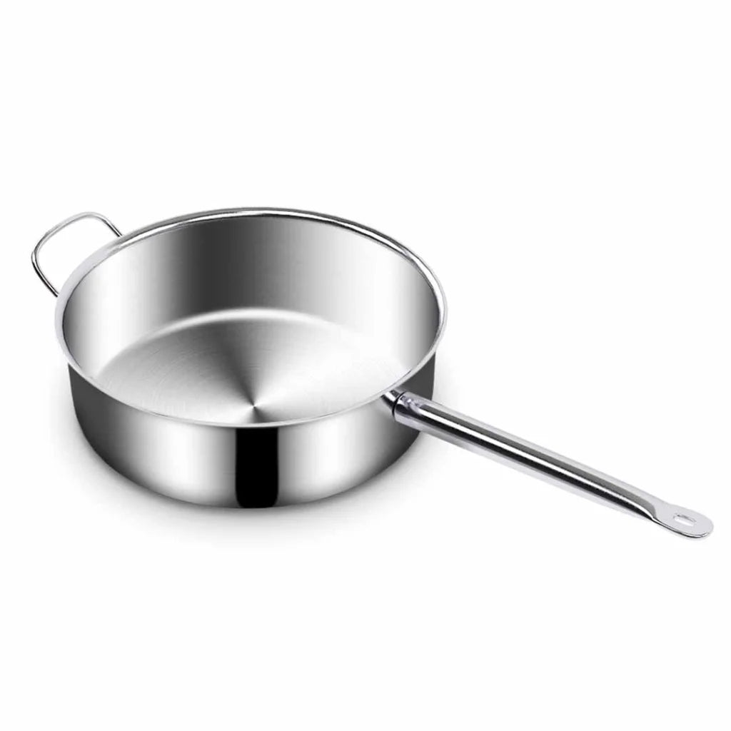 Stainless Steel Saucepan 28cm with Glass Lid and Helper Handle Triple Ply Base Cookware - Premium