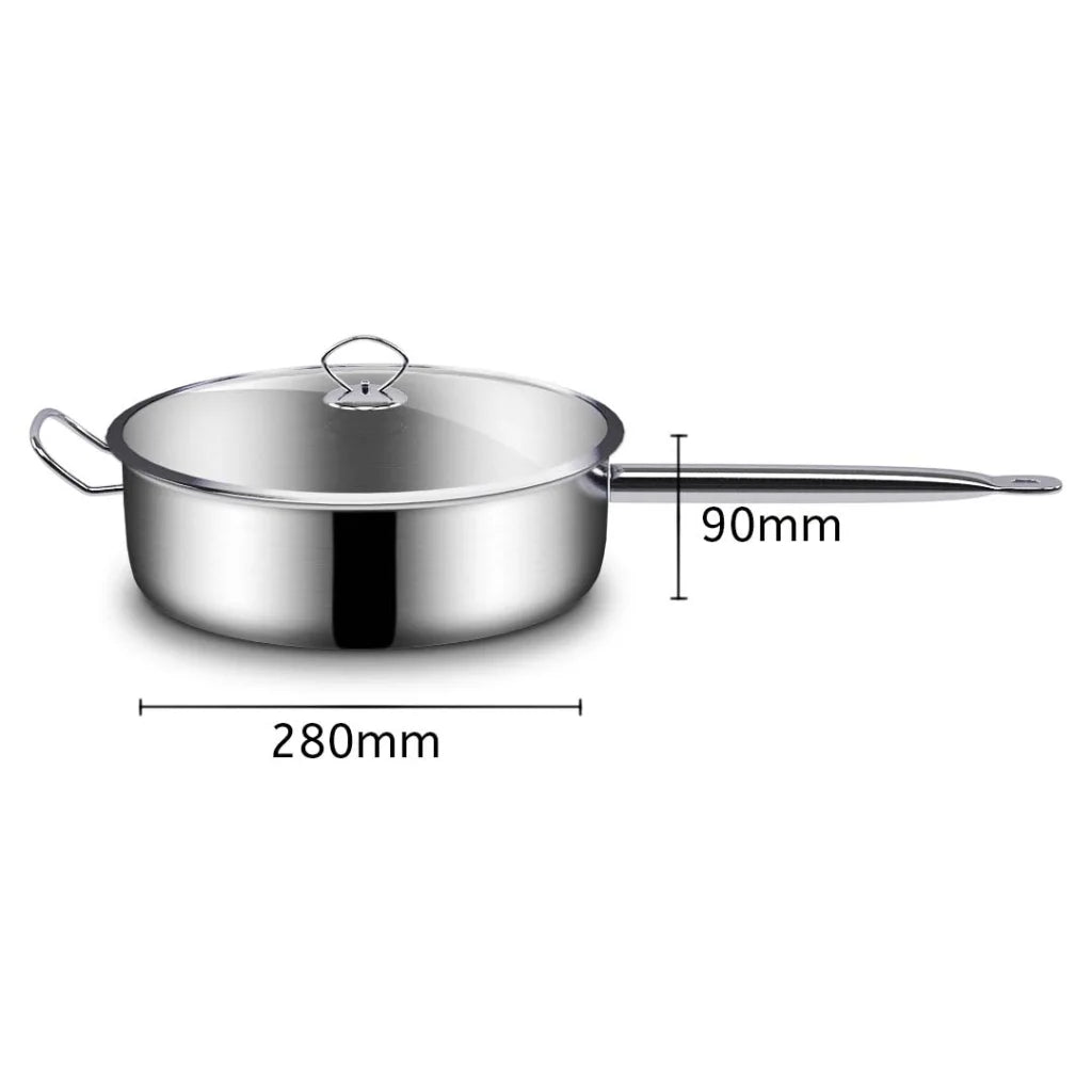 Stainless Steel Saucepan Set Premium 2X 28cm Sauce Pan with Glass Lid & Triple Ply Base