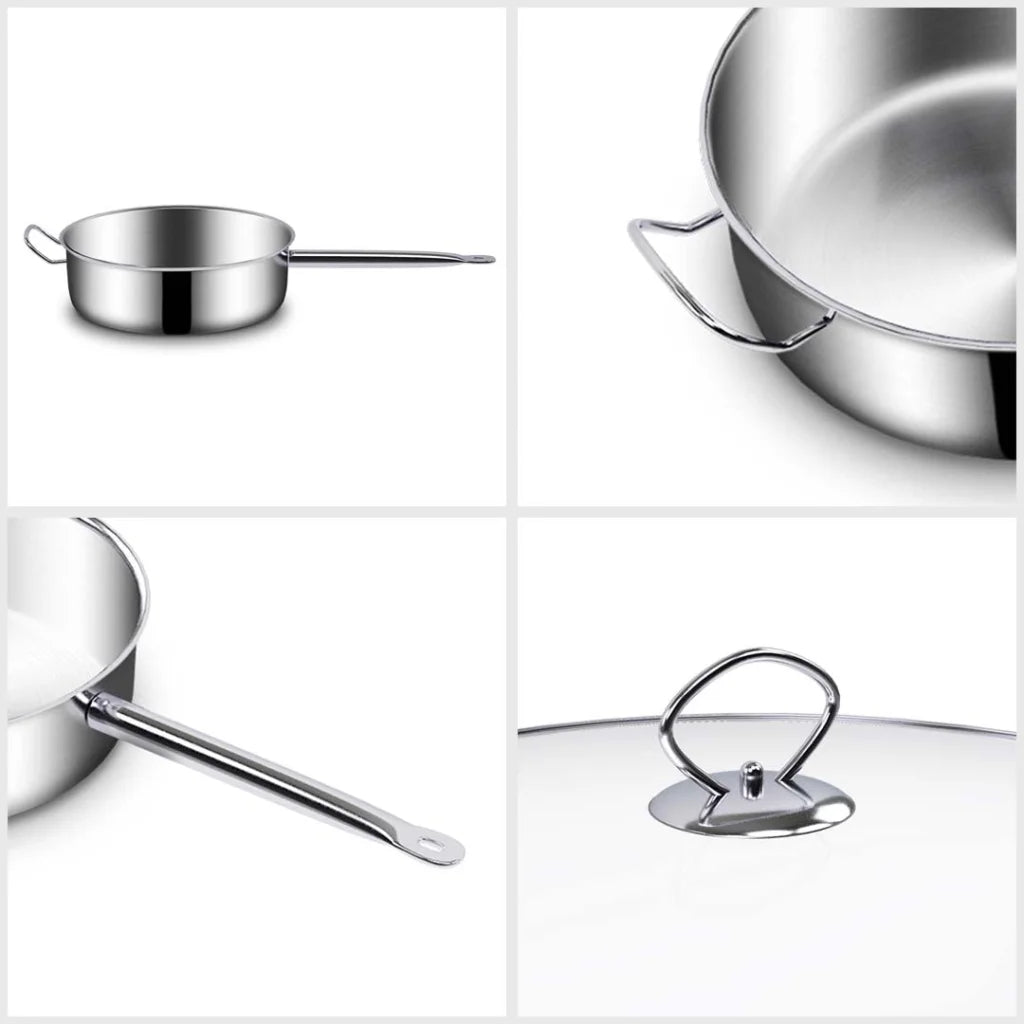 Stainless Steel Saucepan Set Premium 2X 28cm Sauce Pan with Glass Lid & Triple Ply Base
