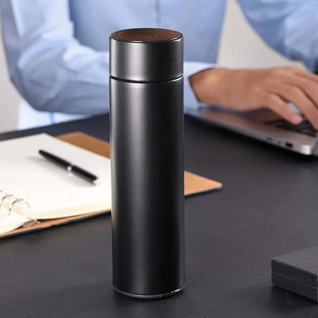 Stainless Steel Smart Thermos Set Premium 2X 500ML LCD Thermometer Display Vacuum Flask - White
