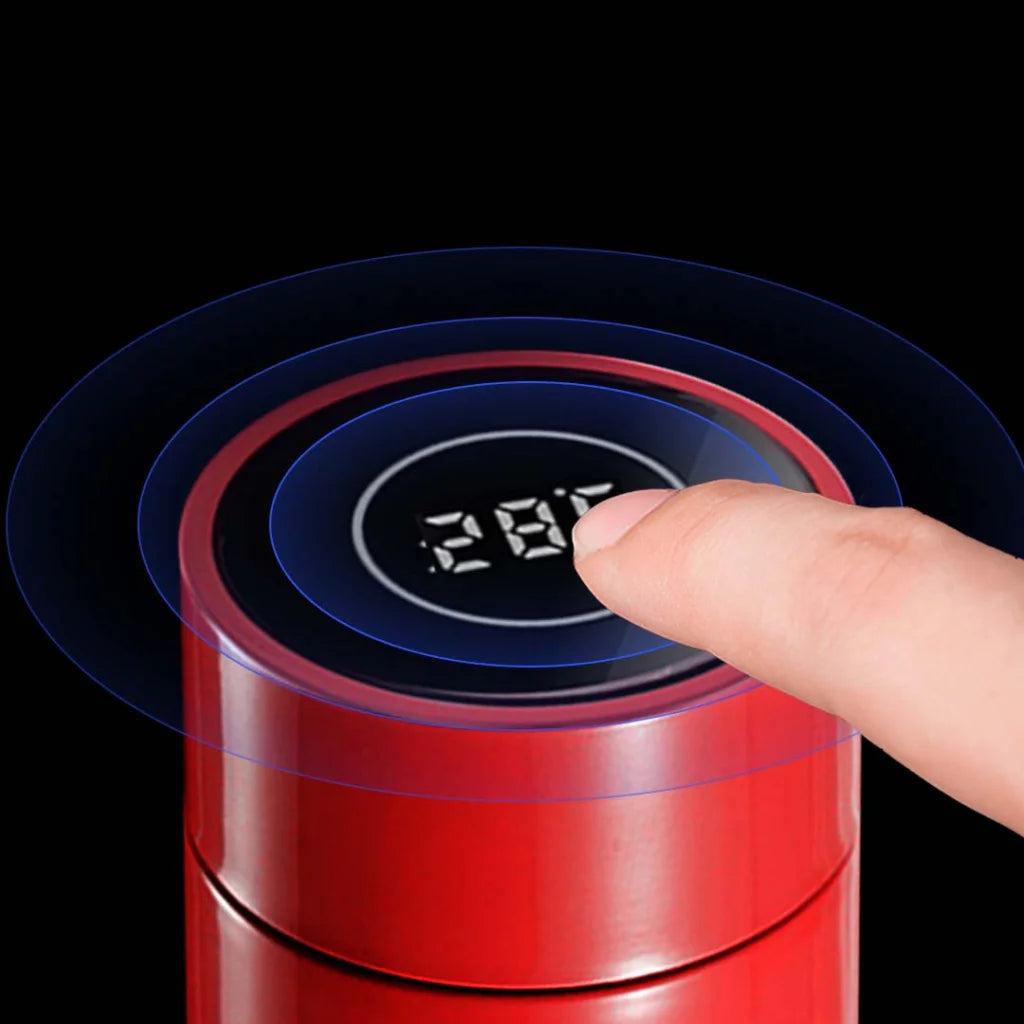 Stainless Steel Smart Thermos Set Premium 2X 500ML LCD Thermometer Display Vacuum Flask - Red