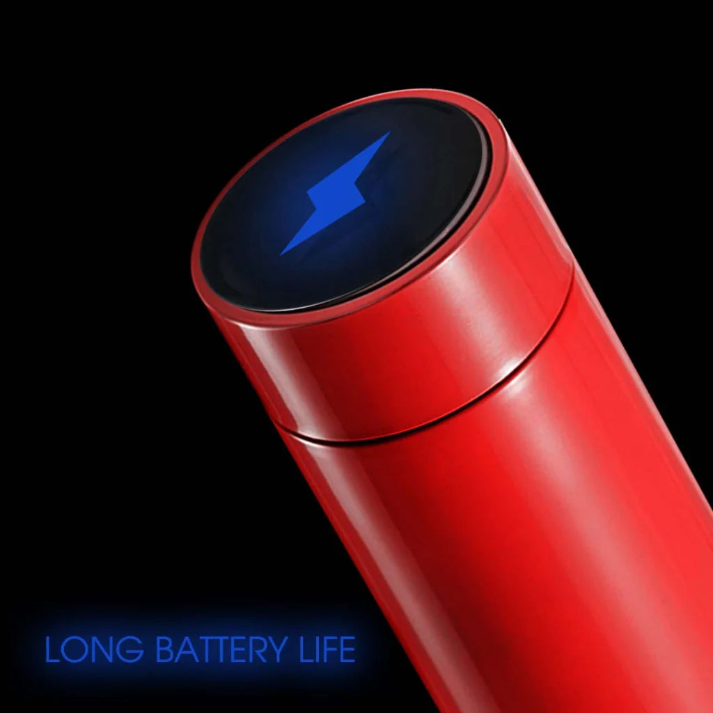 Stainless Steel Smart Thermos Set Premium 2X 500ML LCD Thermometer Display Vacuum Flask - Red