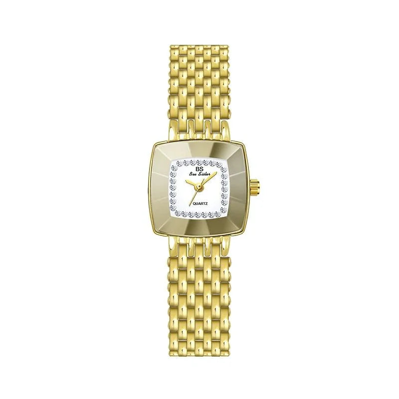 Stainless Steel Square Dial Women Watch with Simple Strap