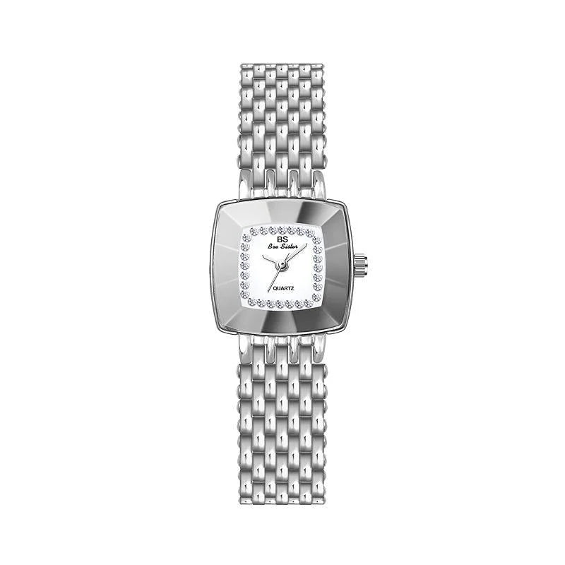 Stainless Steel Square Dial Women Watch with Simple Strap