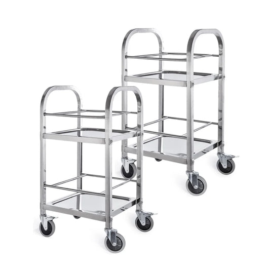 Stainless Steel Square Tube Utility Cart 2X 2 Tier 500x500x950 Drink Wine Food Cart