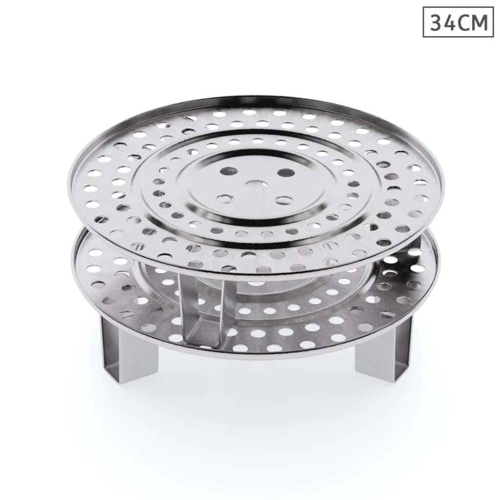 Stainless Steel Steamer Insert Stock Pot 2x 34cm Steaming Rack Stockpot Tray - Premium