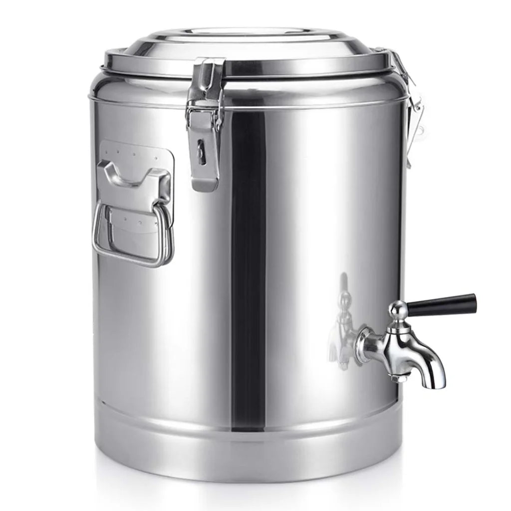 Stainless Steel Stock Pot 12L Insulated Bar Beverage Container Dispenser with Tap - Premium