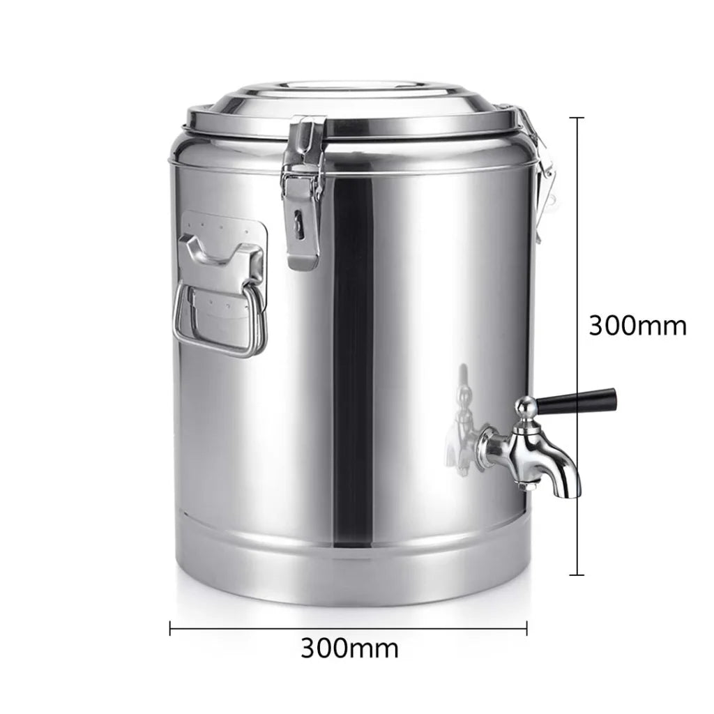 Stainless Steel Stock Pot 12L Insulated Bar Beverage Container Dispenser with Tap - Premium