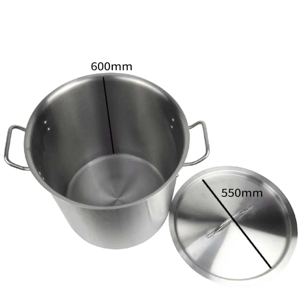 Stainless Steel Stock Pot 143L Top Grade Thick 18/10 - Premium