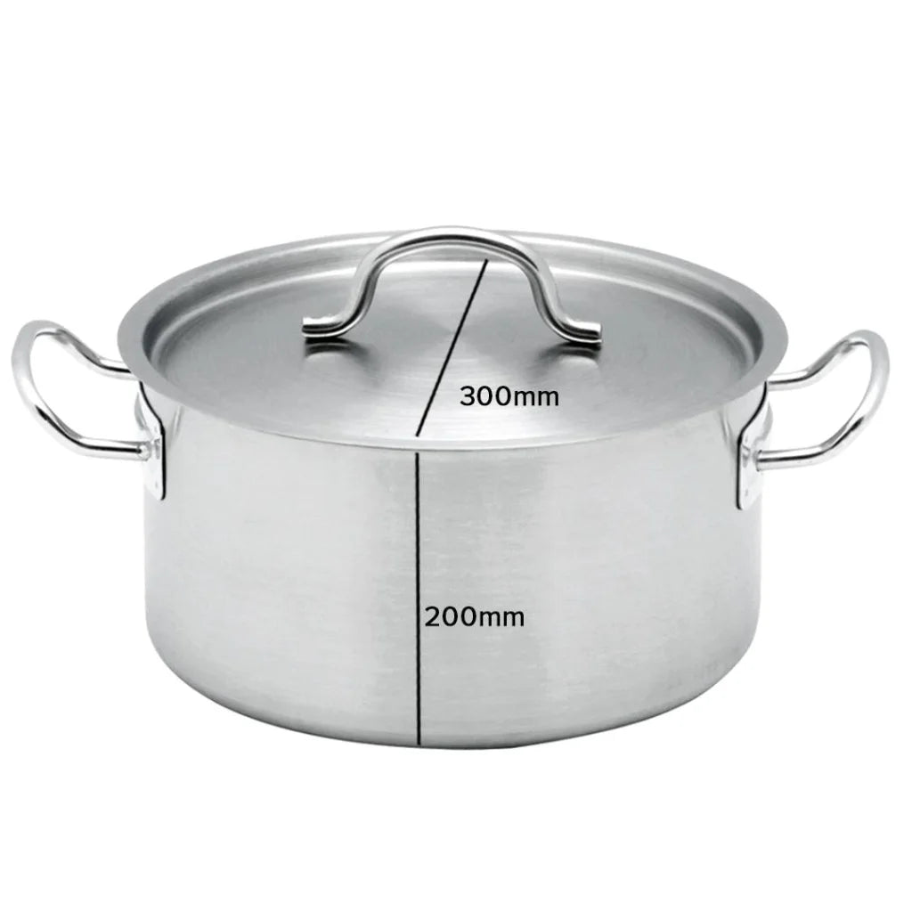 Stainless Steel Stock Pot 14L Top Grade Thick 18/10 - Premium