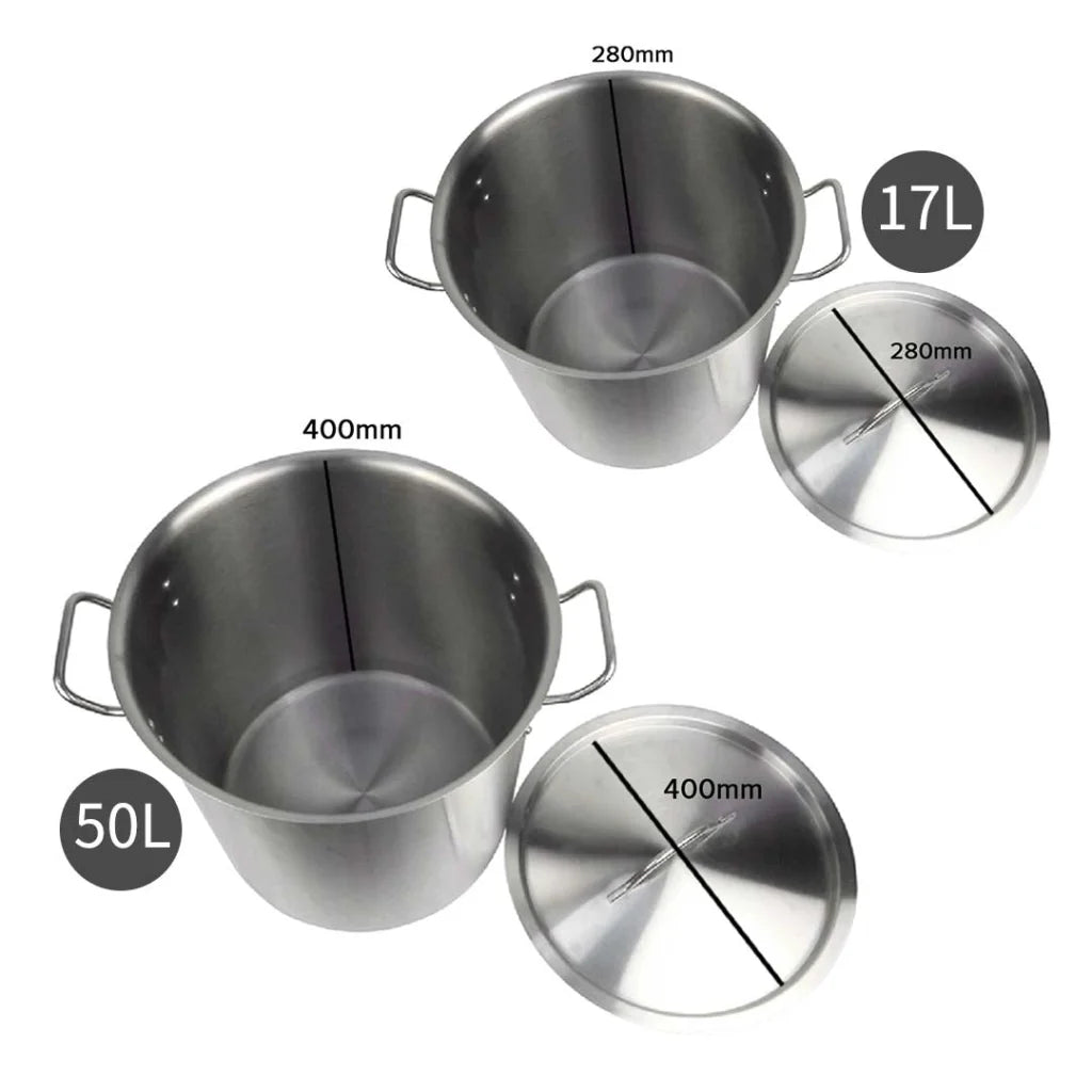 Stainless Steel Stock Pot 17L & 50L Top Grade Thick 18/10 - Premium