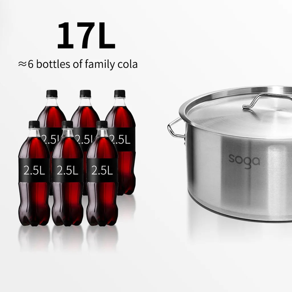 Stainless Steel Stock Pot 17L Top Grade Thick 18/10 - Premium