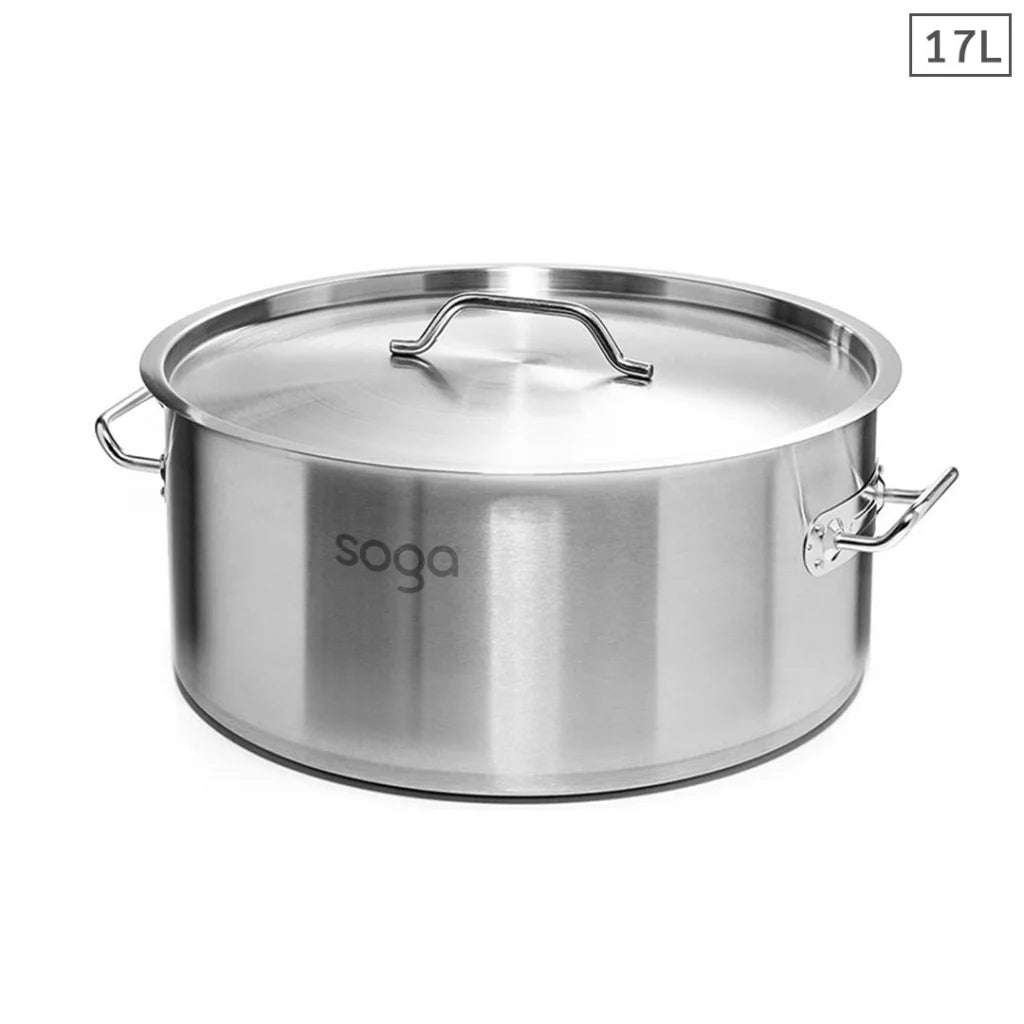 Stainless Steel Stock Pot 17L Top Grade Thick 18/10 - Premium