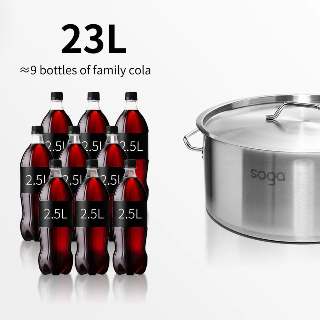 Stainless Steel Stock Pot 23L Top Grade Thick 18/10 - Premium
