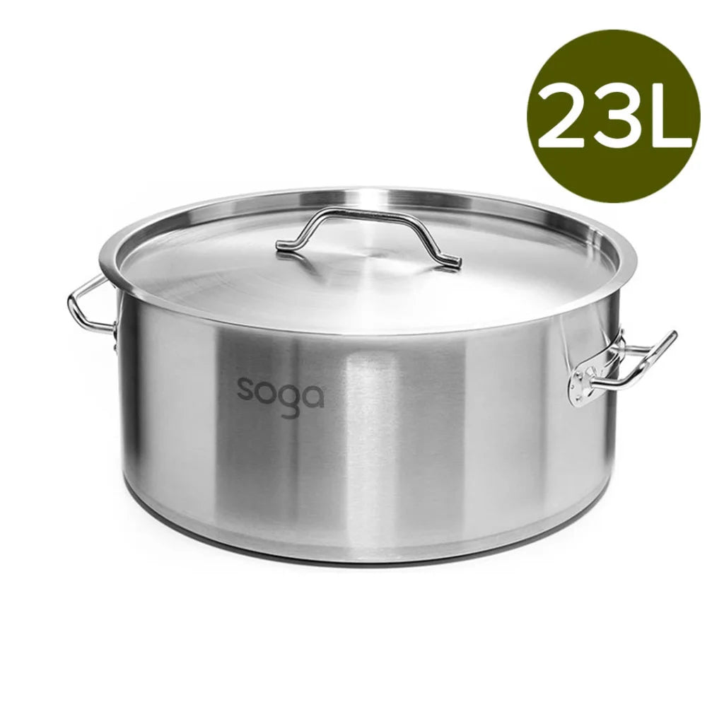 Stainless Steel Stock Pot 23L Top Grade Thick 18/10 - Premium