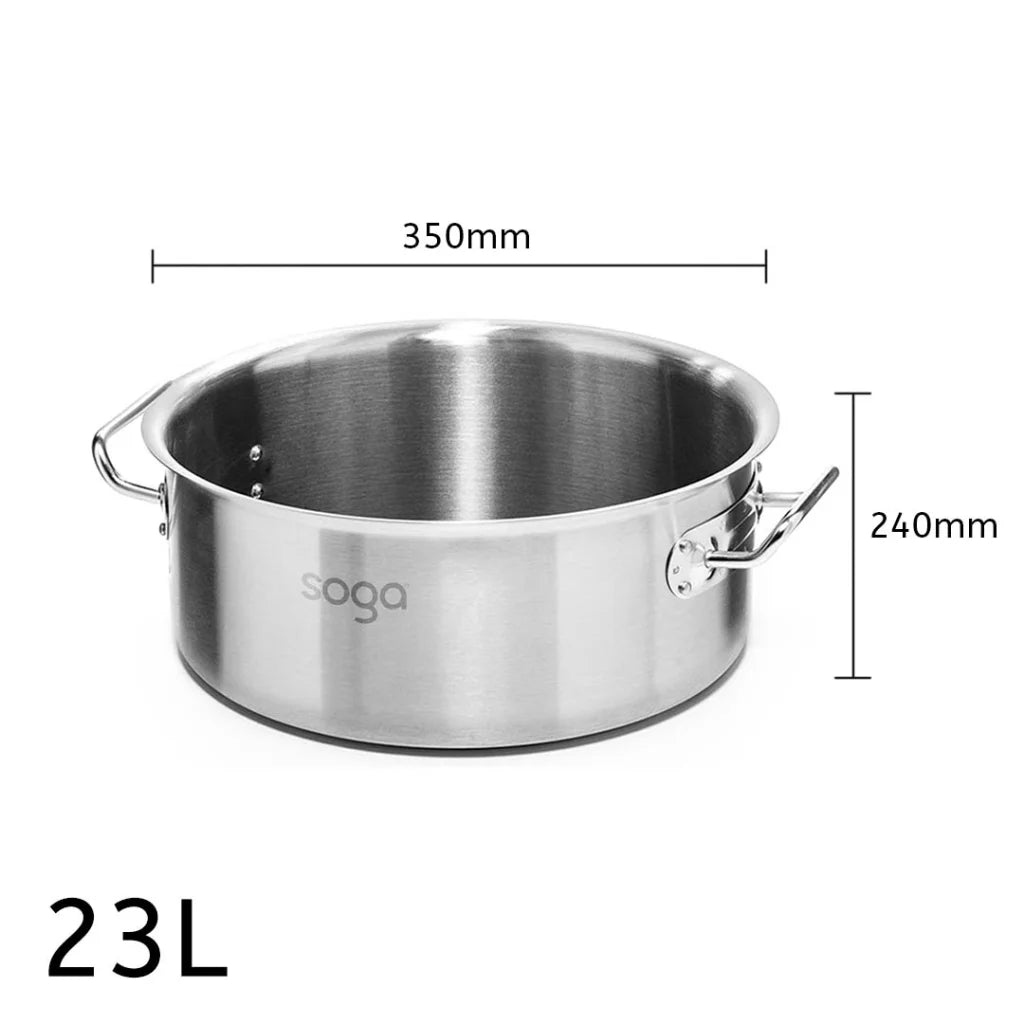 Stainless Steel Stock Pot 23L Top Grade Thick Stockpot 18/10 Without Lid - Premium