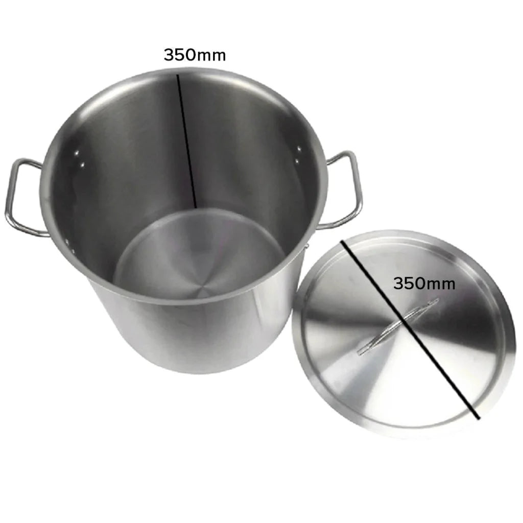 Stainless Steel Stock Pot 33L Top Grade Thick 18/10 - Premium