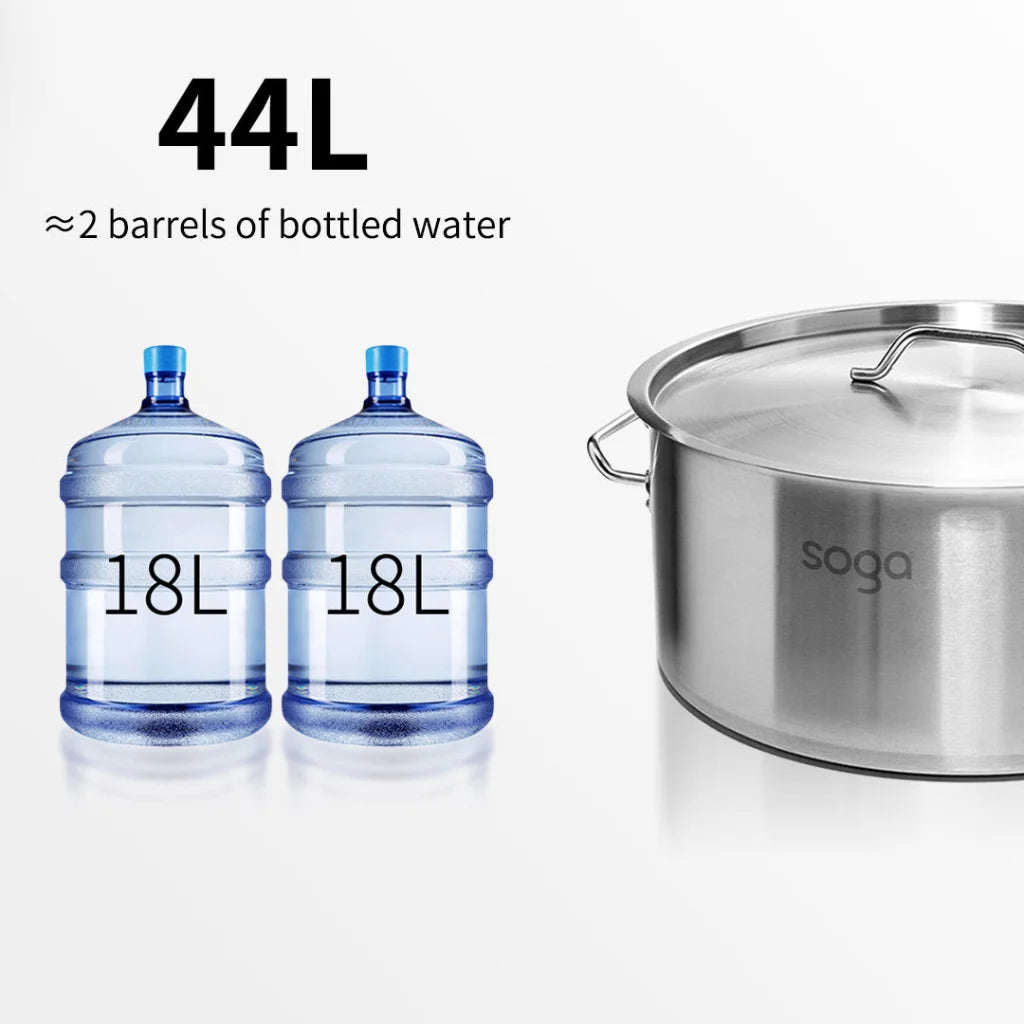 Stainless Steel Stock Pot 44L Top Grade Thick 18/10 - Premium