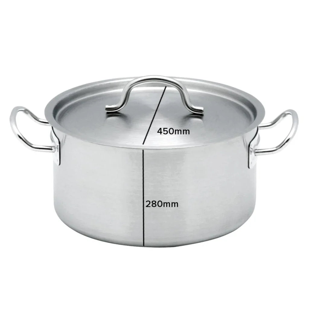 Stainless Steel Stock Pot 44L Top Grade Thick 18/10 - Premium