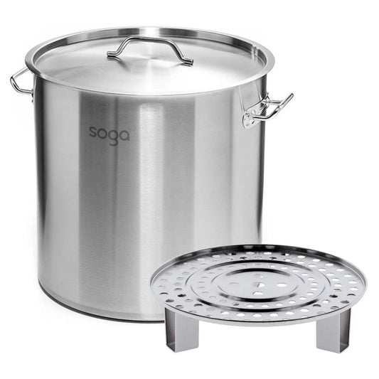 Stainless Steel Stock Pot 50L with One Steamer Rack Insert Stockpot Tray - Premium